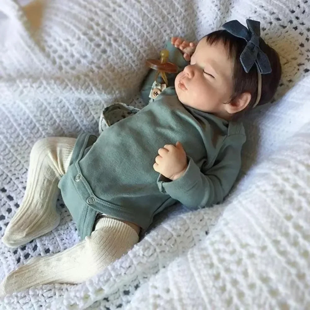 Силиконовая кукла Reborn Sleeping Newborn Baby Doll Loulou 49 см мягкая виниловая Muñecas Bebe ручная