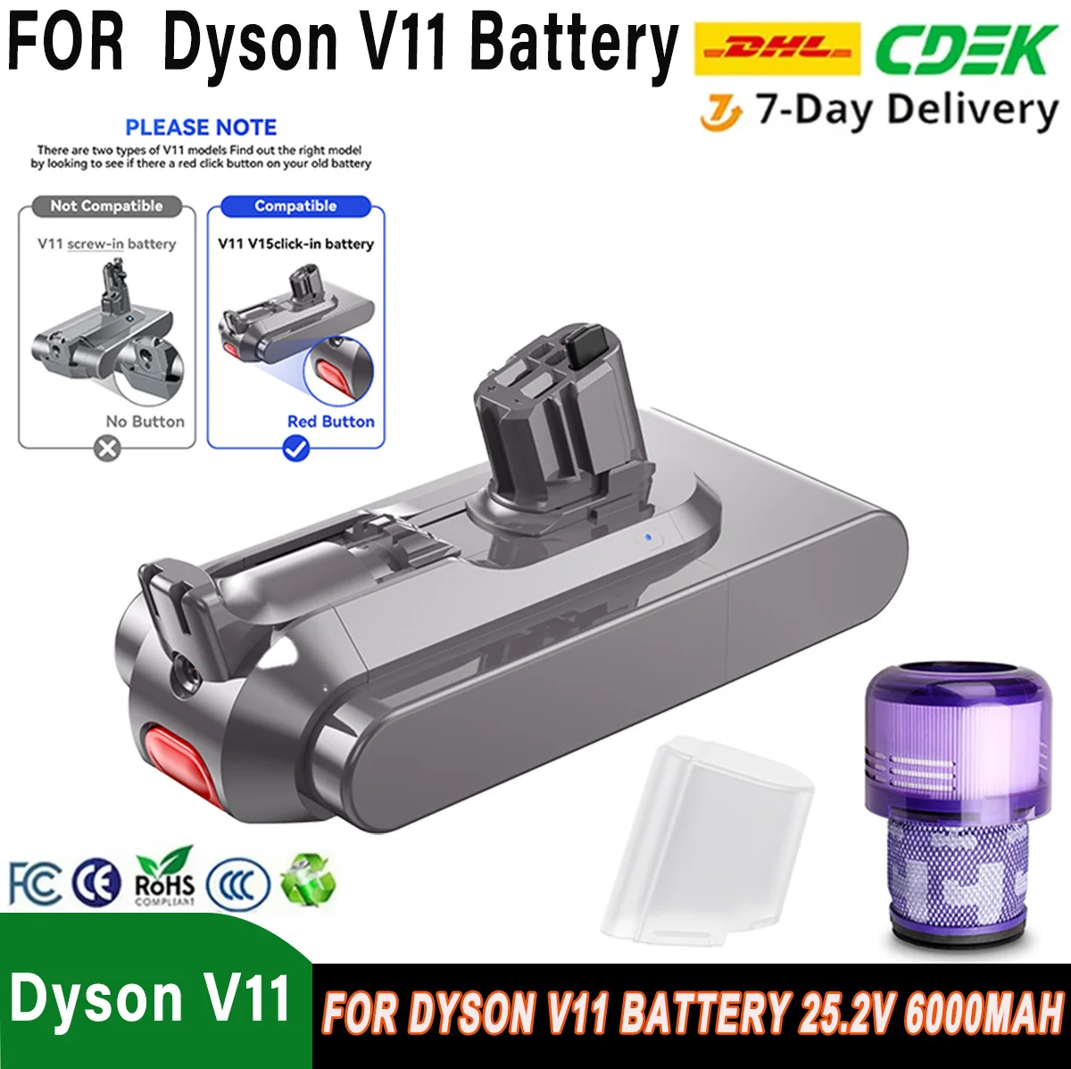 НОВЫЙ аккумулятор 25 2 В 6000 мАч для пылесоса Dyson V11 SV14 SV15 SV17 пушистый 970145 -02 сменная