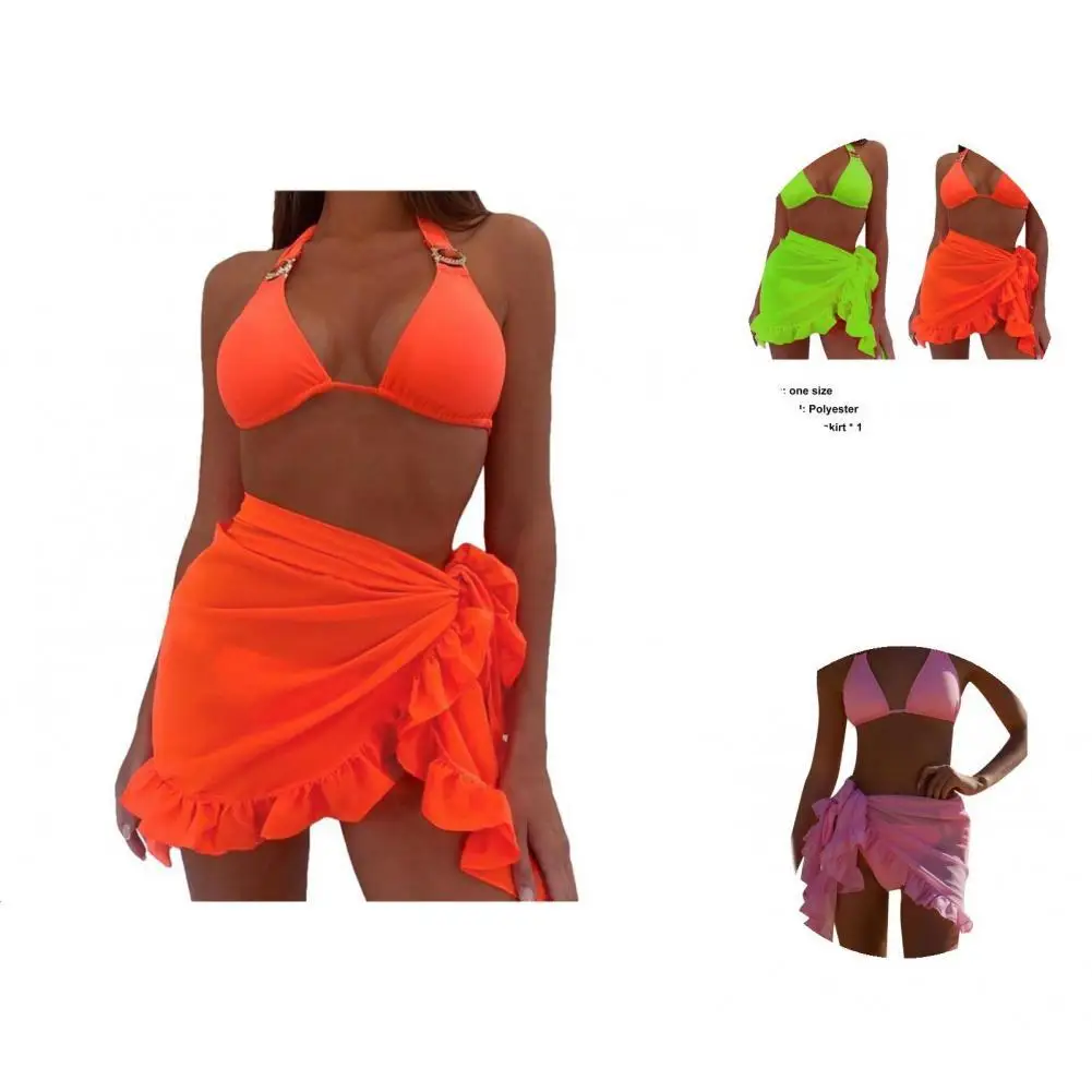 

Beachwear Trendy Lightweight Women Swimwear Breathable Beach Skirt Pure Colors for Holiday