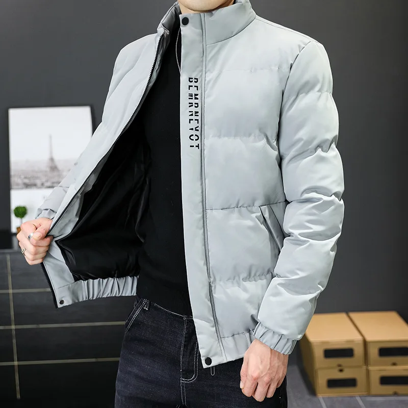 Утепленное хлопковое пальто с воротником-стойкой мужская куртка-пуховик