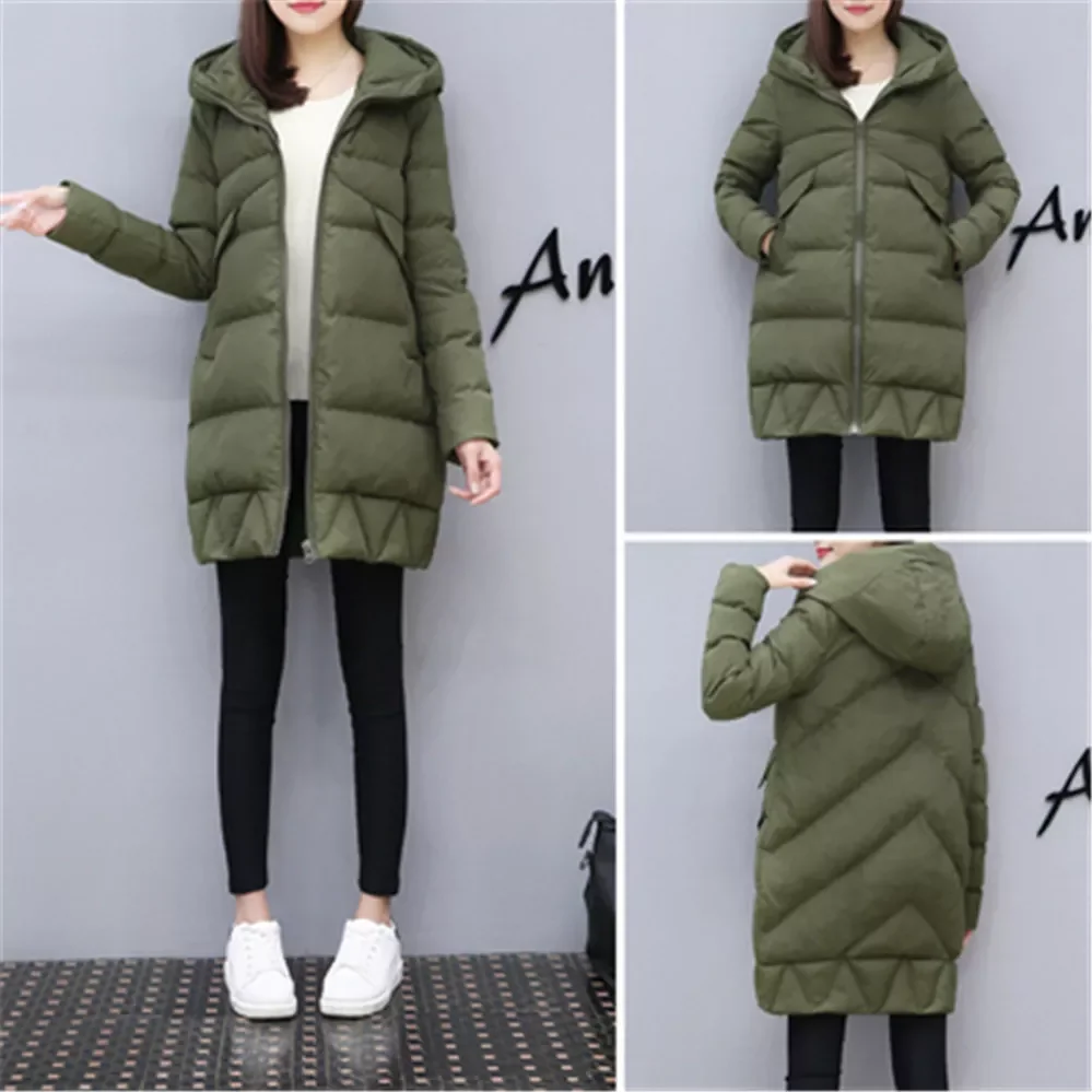 New2022 Fashion Long parkas winter Down Cotton Jacket Coat Lady Leisure style Jacket Pocket Hooded Warm Coats Winter jacket wome
