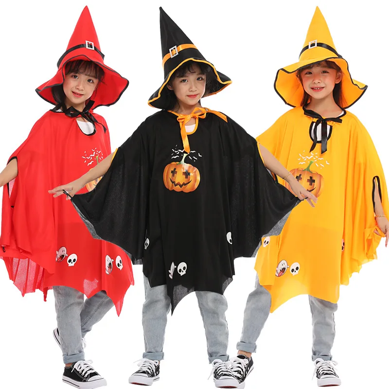 

Новинка Хэллоуин 2023 наряд ведьмы Плащ Хэллоуин ролевые костюмы для детей Тыква Череп Призрак трюк или лакомство на Хэллоуин день