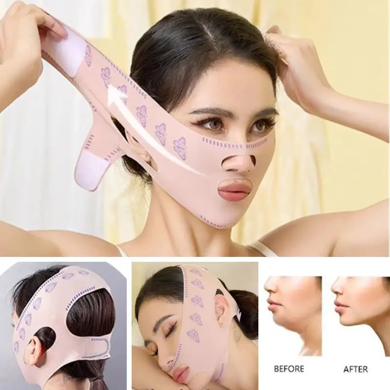 Розовая V-образная лента для лица из полиэстера | AliExpress