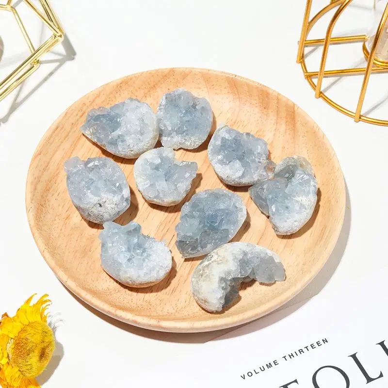 

Голубой кристалл, Натуральный Необработанный синий келестит, минеральный черный, отлично подходит для богемного домашнего декора, натурал...