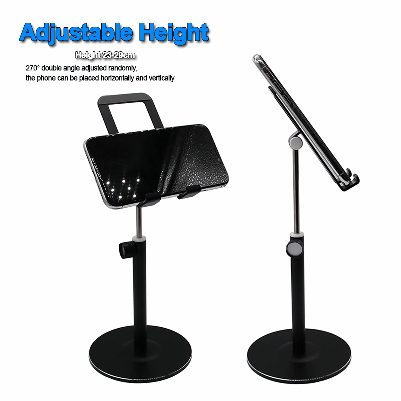 

Desk Adjusted Height Metal Tablet Stand Portable Cell Phone Holder Bracket Aluminum 270° Angle Ratation Foldable Display Support