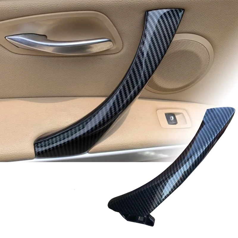 

LHD Carbon Fiber Interior Door Armrest Pull Handle Door Handle Covers for -BMW 3 Series E90 E91 2005-2012