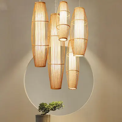 

NEW Rattan Wicker Bamboo Wood Chandelier Ceiling Luminaire Pendant Lamp Hang Light Lustre LIving Bed Room Hall Staircase Decor