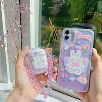 fashion glitter dynamic liquid phone case for iphone 12 11 pro 6 7 8 plus x xr xs max quicksand bear cat cover for airpods 12pro