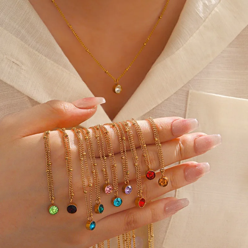 Популярное евроамериканское ожерелье с инкрустацией из цветного циркона для