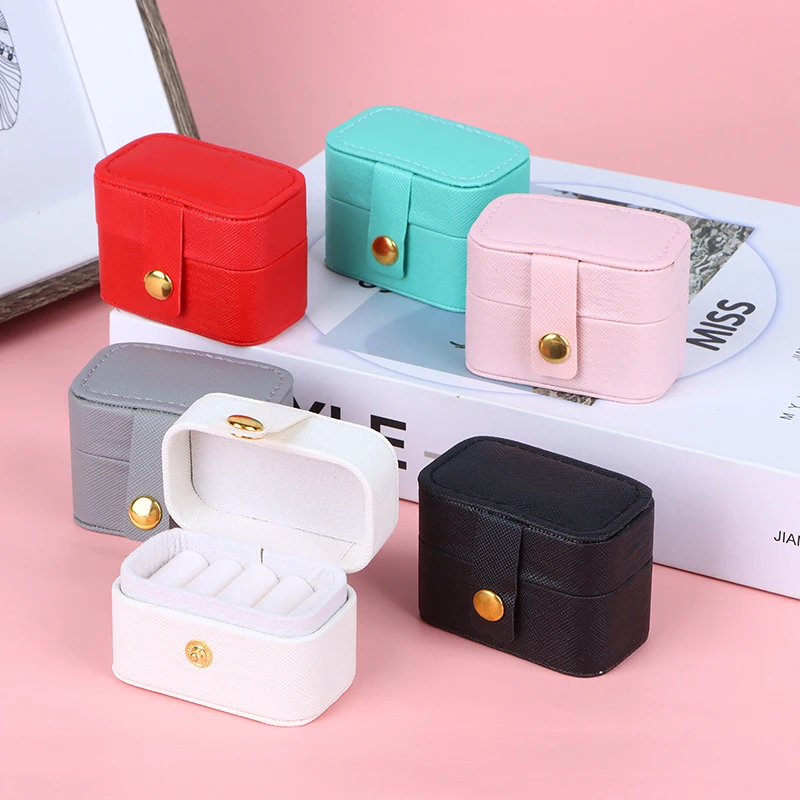 

1Pc Portable Mini Jewelry Box Organizer Travel Ring Earrings Holder Jewelry Display Case PU Leather Jewelry Storage Box