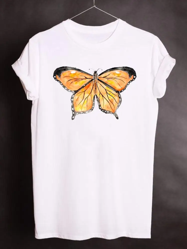 

Print T Shirt Short Sleeve Women Summer Clothes Kawaii Graphic T-shirt Butterfly 90s Trend Love Fashion Basic Clothing Tee Top
