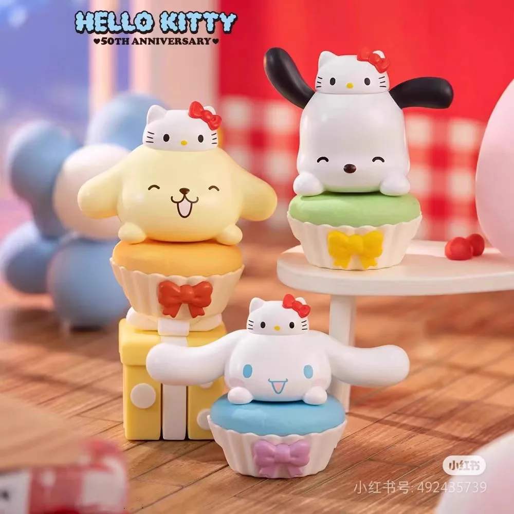 Miniso Hello Kitty штабелируемая слепая коробка для 50-летия игрушка Kuromi Pompompurin Cinnamoroll Pochacco