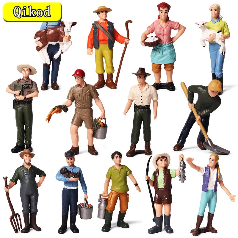 

Hot 1:25 Scale Farm Human Figure Worker Farmer Action Figure PVC People Model Figurine Decor Accessories Toys for Children Gift