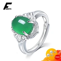 retro women rings 925 silver jewelry oval shape emerald zircon gemstone fashion open finger ring wedding party gift accessories