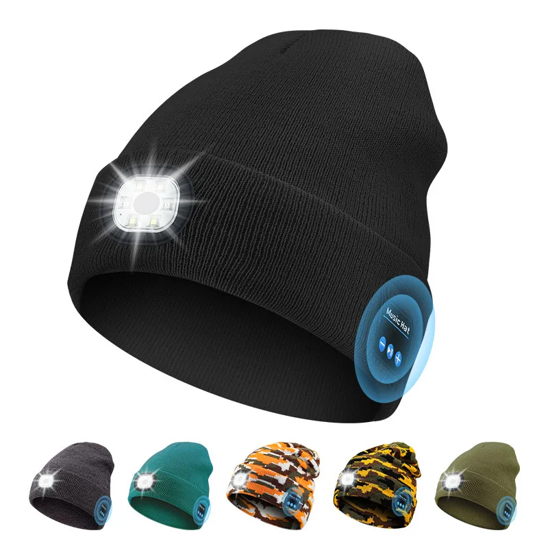 

2023 New Bluetooth LED Luminous Nightlight Hat Wireless Music Multifunctional Bluetooth Hat Charging Creative Hat