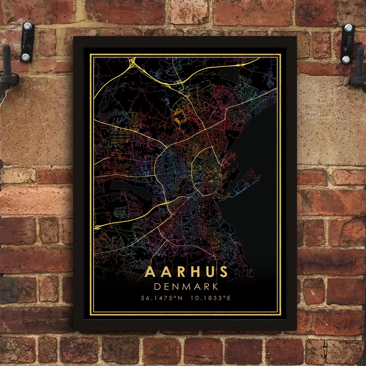 Виборг Копенгаген Орхус золотые дороги Радужная Карта города печать Дания