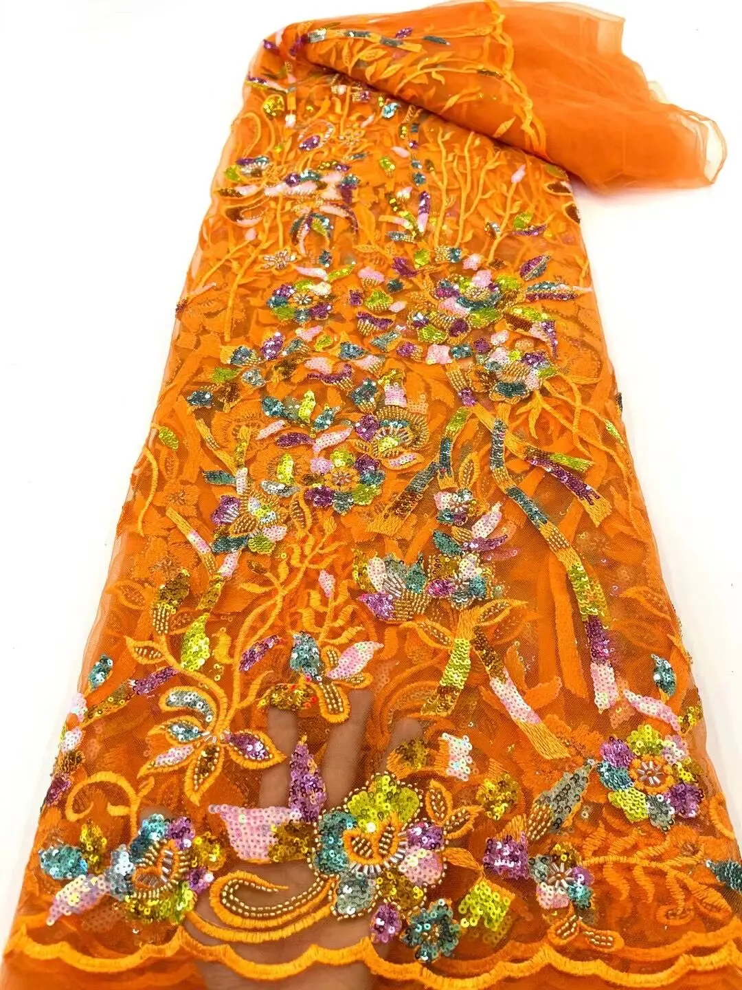 

African Velvet Sequence Lace Fabric 2022 High Quality Lace Material French Nigerian Lace Fabrics For Wedding Dress