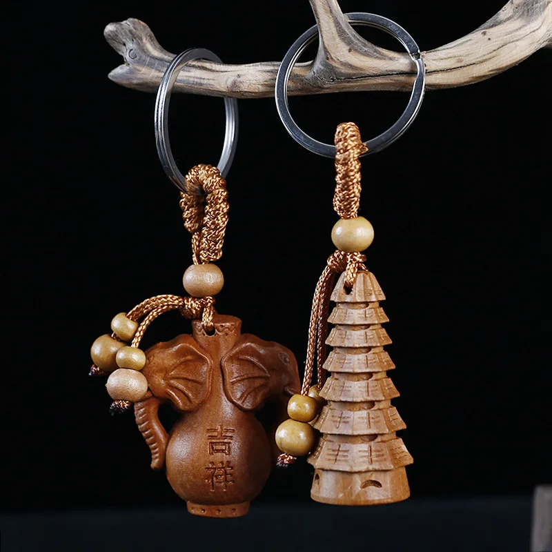 Новый живописный изысканный деревянный подвесной трехмерный брелок для ключей