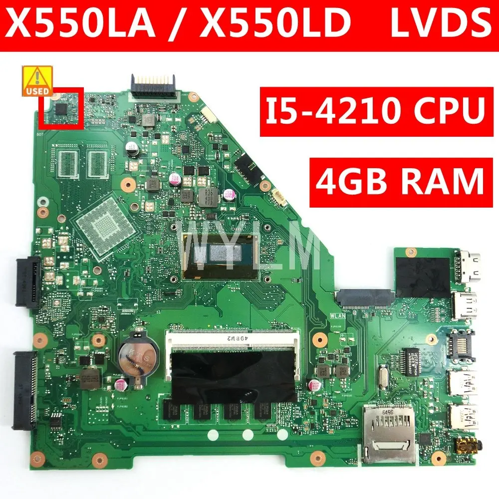 

Б/у материнская плата X550LA i5-4210 CPU 4 Гб RAM для Asus X550LA X550LD A550L R510L X550 X550L Материнская плата ноутбука X550LD материнская плата ОК