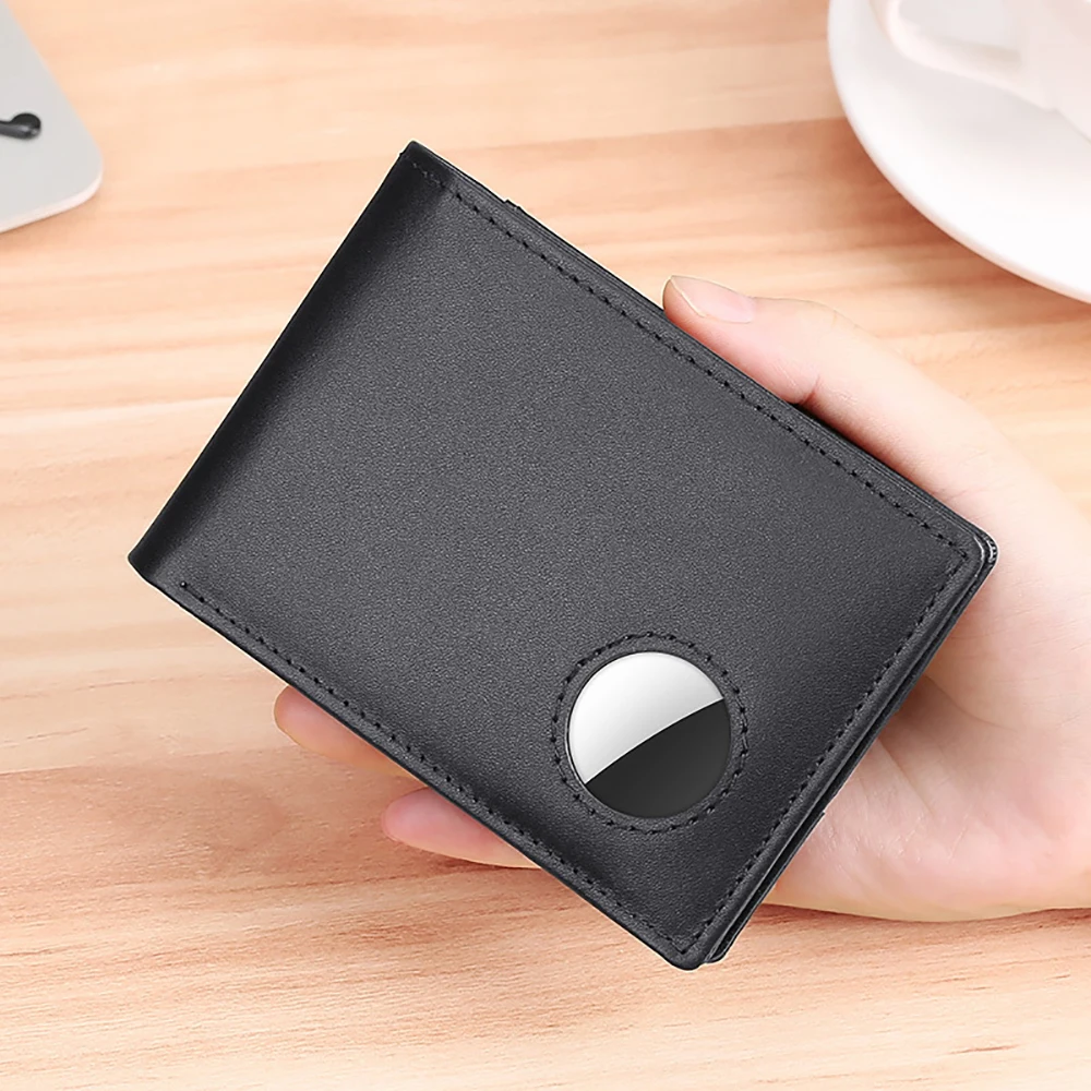 Bisi Goro Multi Card Holder Retro Genuine Leather Dollar Clip Simple RFID Blocking Men's Credit Bank Card Wallet with Air Tag