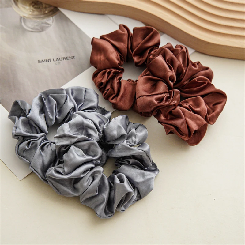 

Newest Korean Woman Silk Elastics Hair Band Solid Color Scrunchies Elegant Hair Ties Girl Ponytail Holder Hair Accessories