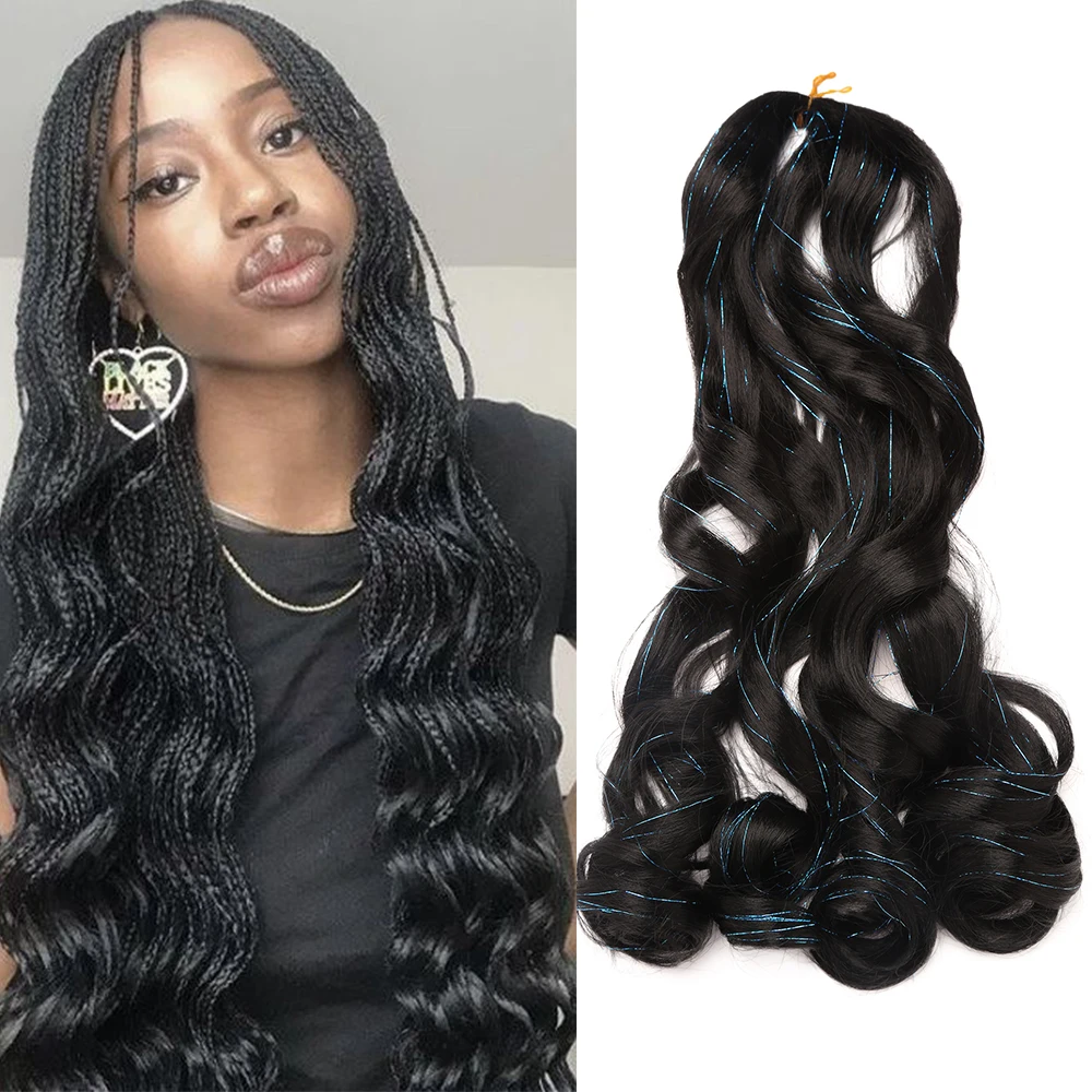 

Synthetic French Spiral Ombre Curls Loose Wave Crochet Braids Pre Stretched High Temperature Braiding Extensions Bulk Hair