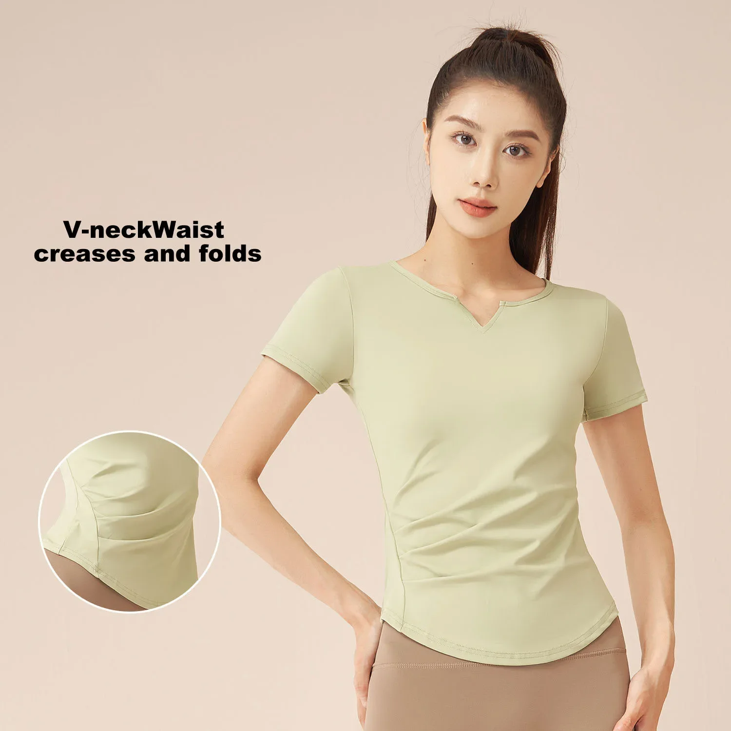 Женская футболка с v-образным вырезом для йоги и короткими рукавами тренажерного