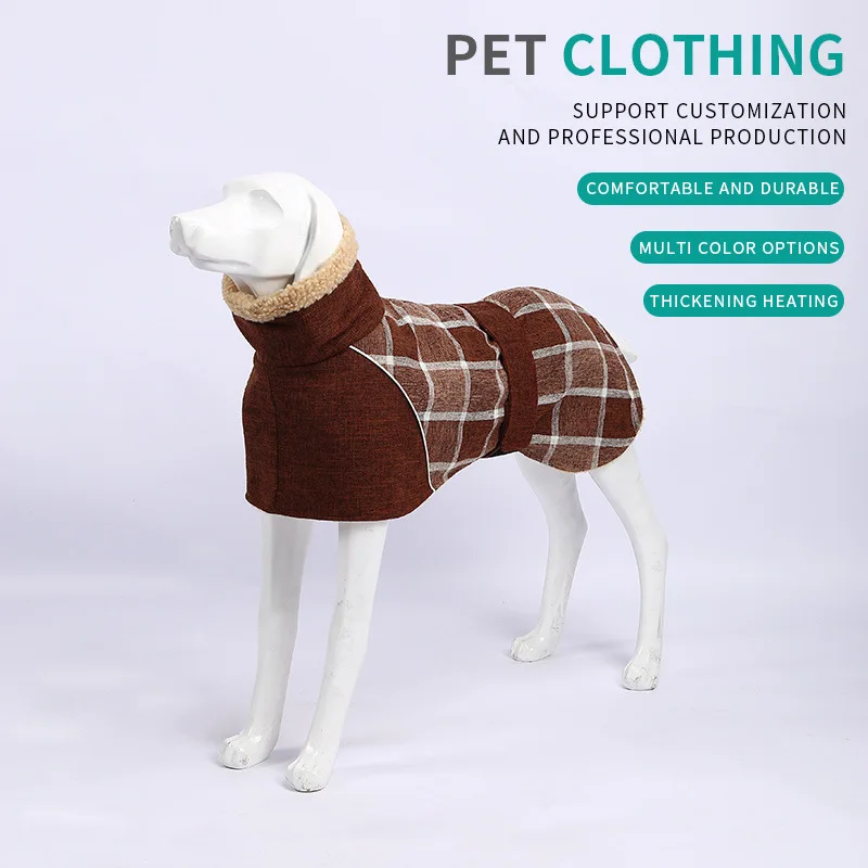 

Autumn and Winter New Exclusive for Cross-Border Plaid Coat Wool Reflective Cold-Proof Cotton-Padded Coat Pet Supplies