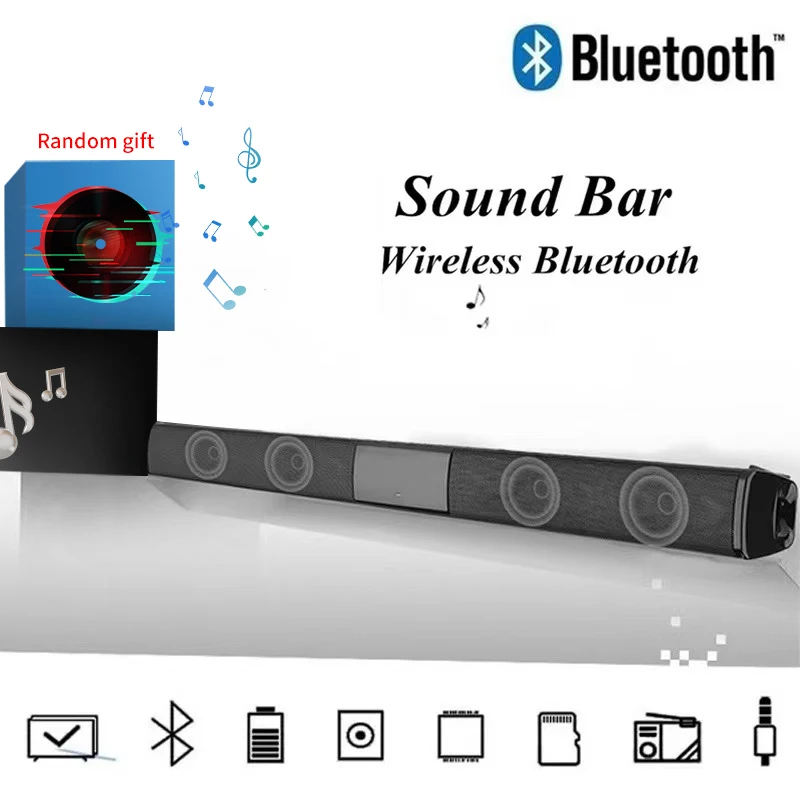 

40W Wireless Bluetooth Soundbar Stereo Speakers Hifi Home Theater TV Sound Bar Surround Sound AUX TF FM Caixa De Som
