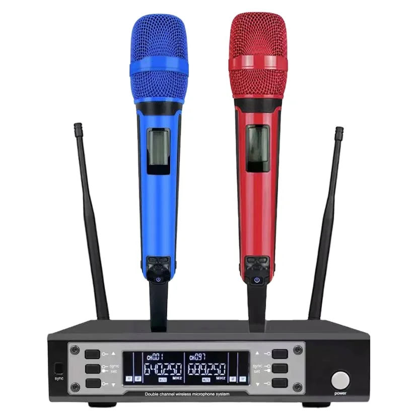 

professional pro 58 Cheap Price Uhf Dual Channel Handheld Long Range Wireless Microphone