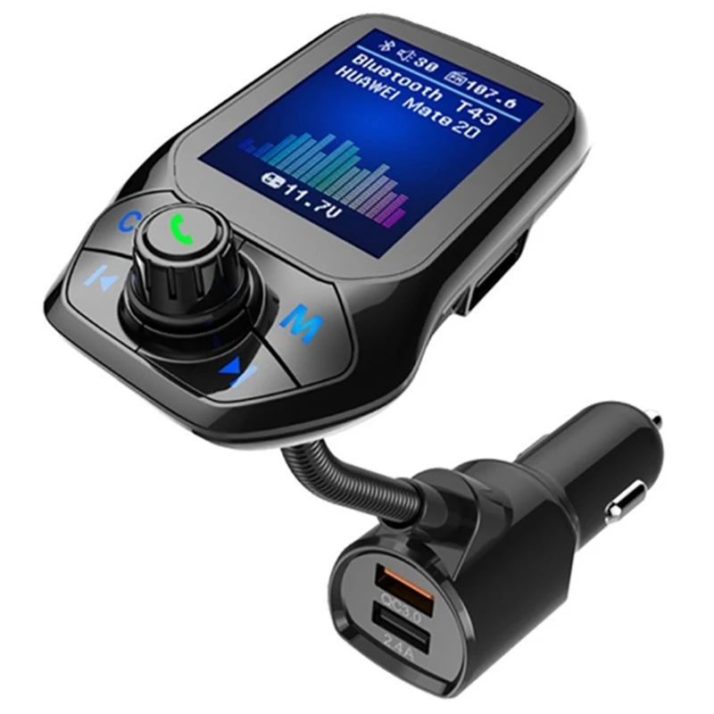 

Bluetooth 5,0 FM-передатчик, Автомобильный USB MP3-плеер, беспроводной автомобильный аксессуар для громкой связи с быстрой зарядкой QC3.0