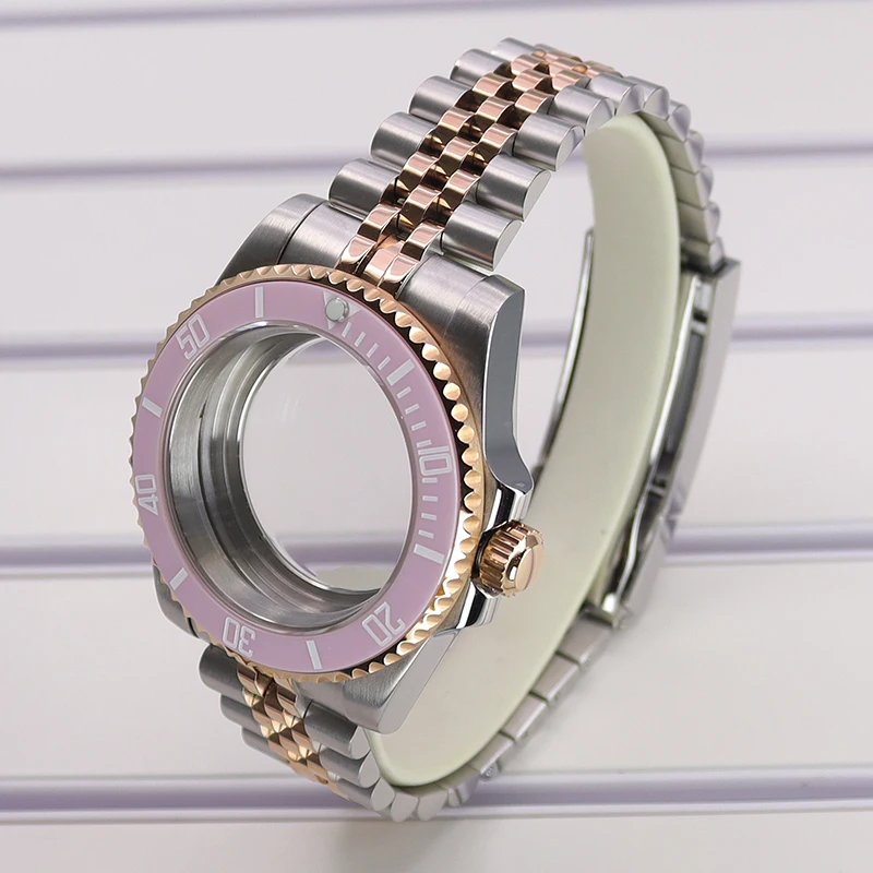 Корпус часов Feiyashi 40 мм сапфировое стекло розовый безель для Seiko NH35 NH34 NH36/34 Miyota 8215 ETA