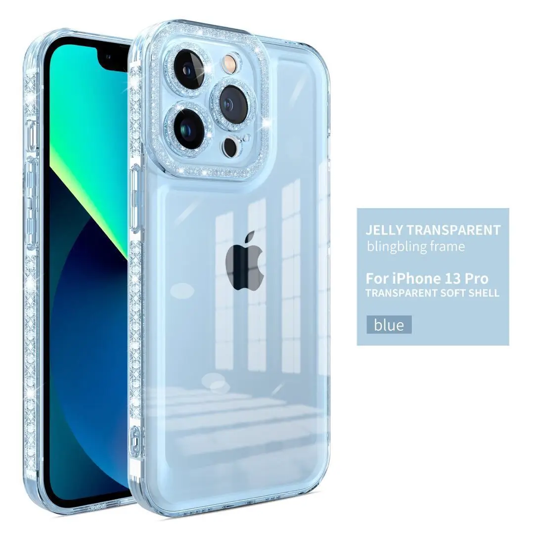 

For iPhone 11 12 13 14 New Diamond Pattern Phone Case For iPhone X Xs Max XR Space Drill TPU Soft Transparent Case