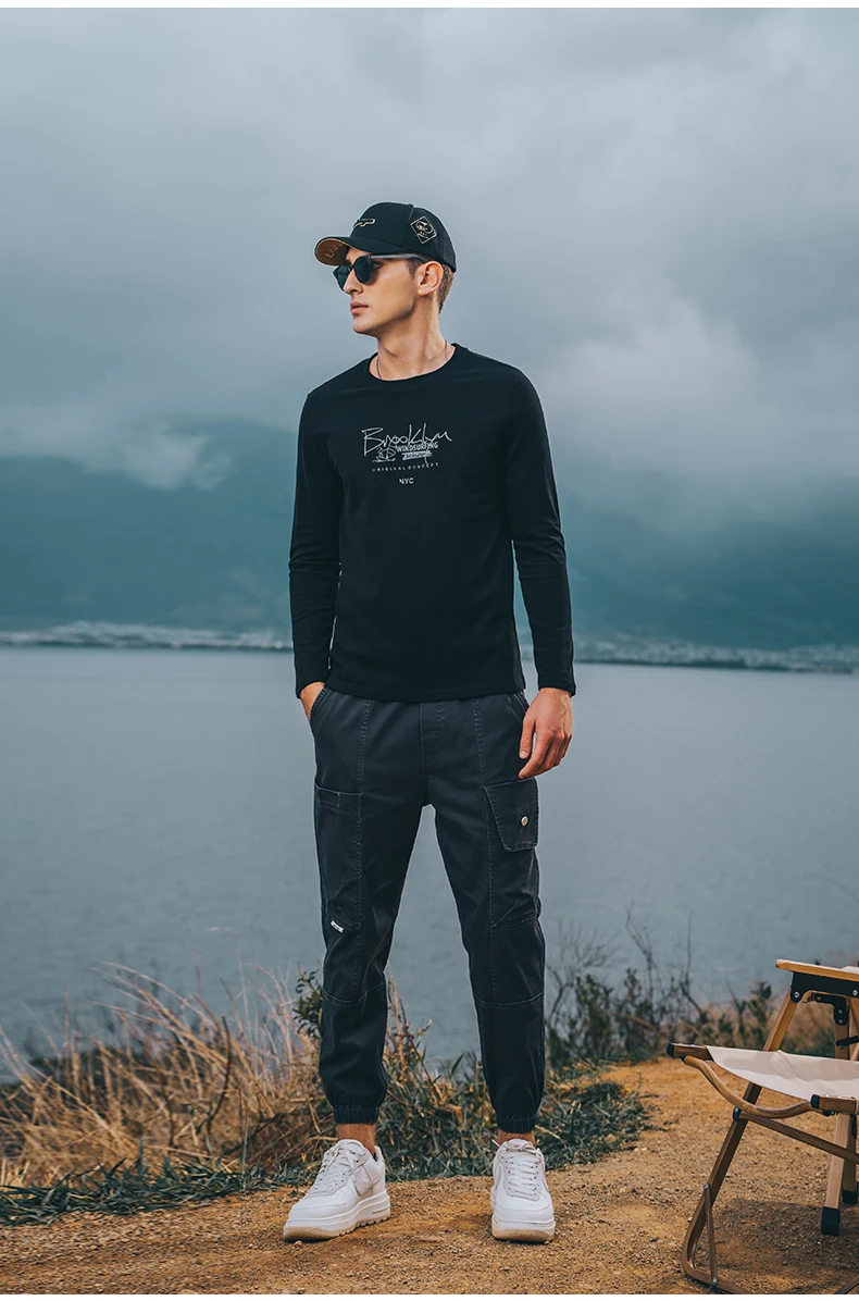 

1002 2022 autumn new cotton men's round neck creative printing long-sleeved T-shirt