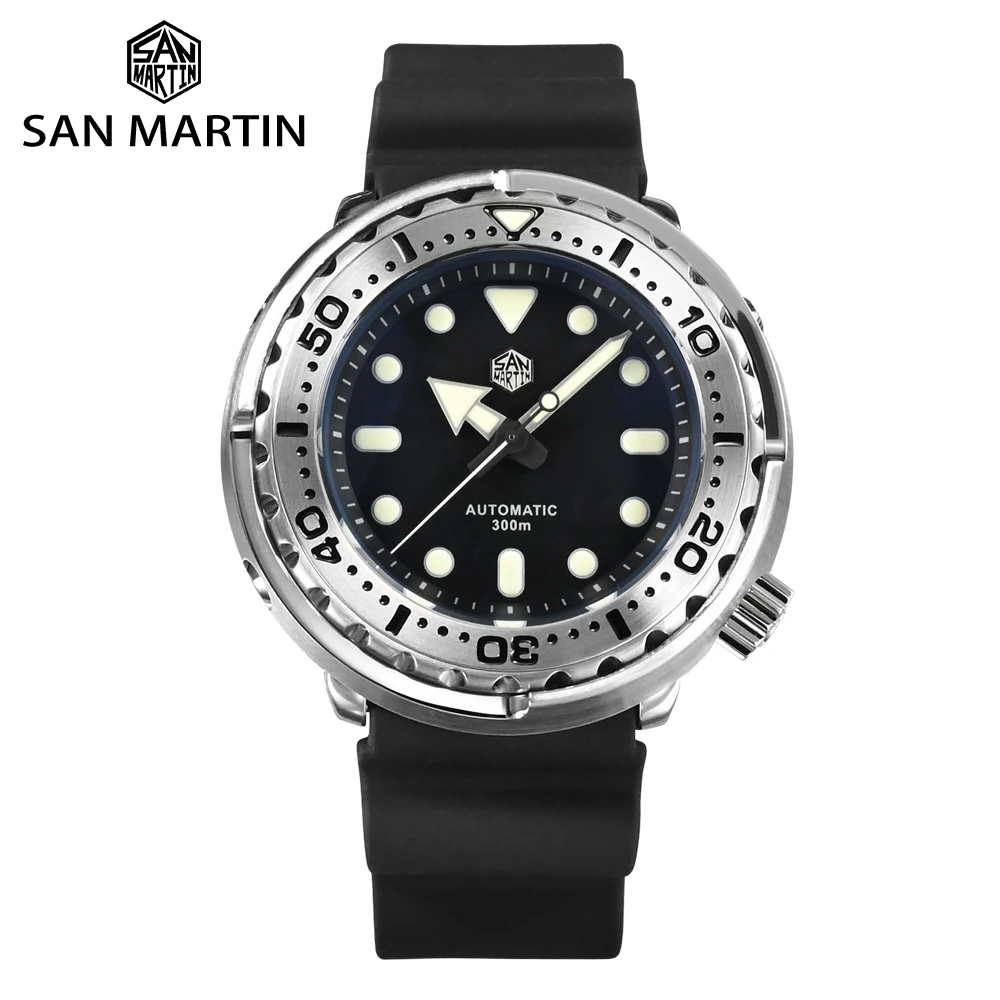 

San Martin Tuna Diver Watch 47mm NH36 Men Watches Automatic Mechanical Sapphire Glass 30 Bar Fluorine Rubber Strap Luminous часы