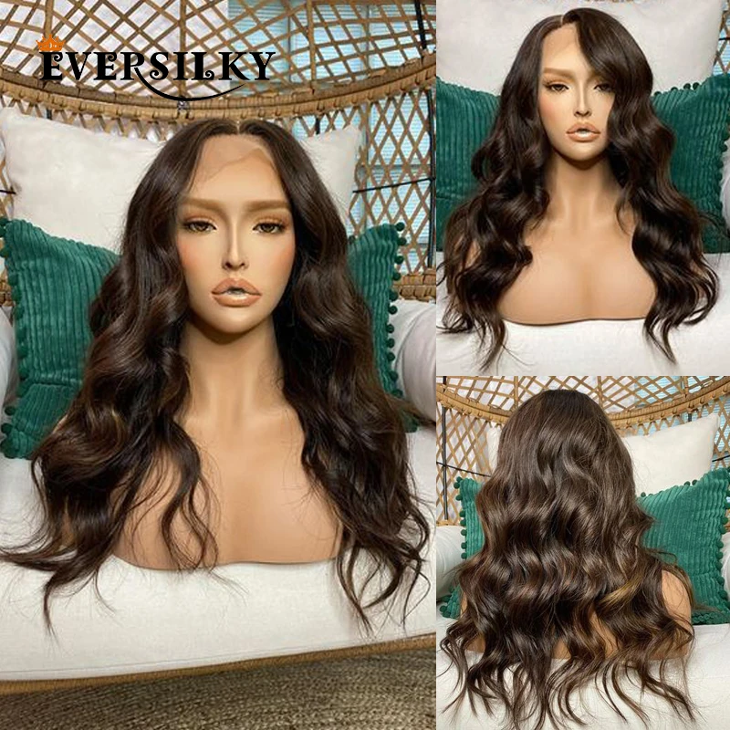 

Итальянские темные шоколадные коричневые волнистые безклеевые 360 передние парики из человеческих волос на сетке для черных женщин 150 плотн...