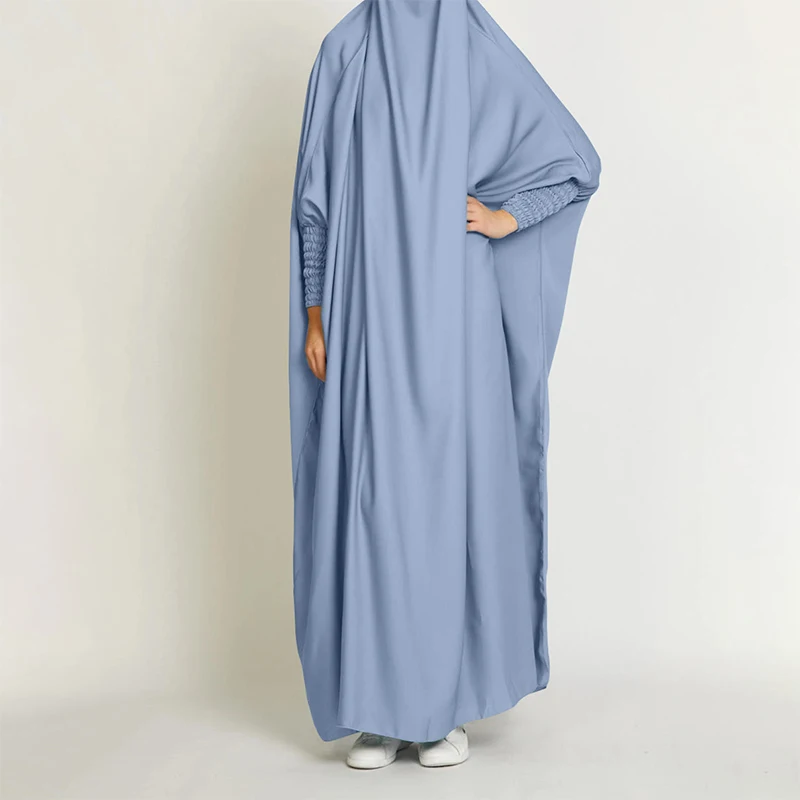 Casual Solid Color Türkiye Abaya Hoodie Dresses Dubai Plain Robe Muslim Dress Prayer Garment Long Khimar Full Cover Ramadan Gown