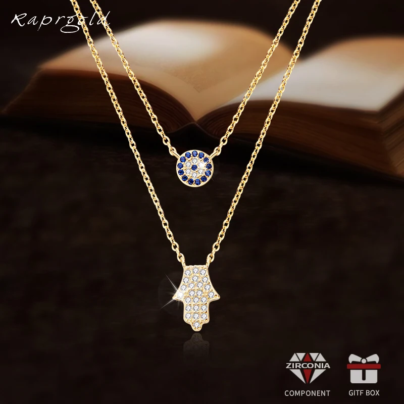 Ожерелье с подвеской RAPRGOLD дьявольским глазом из циркония ожерелье стерлингового