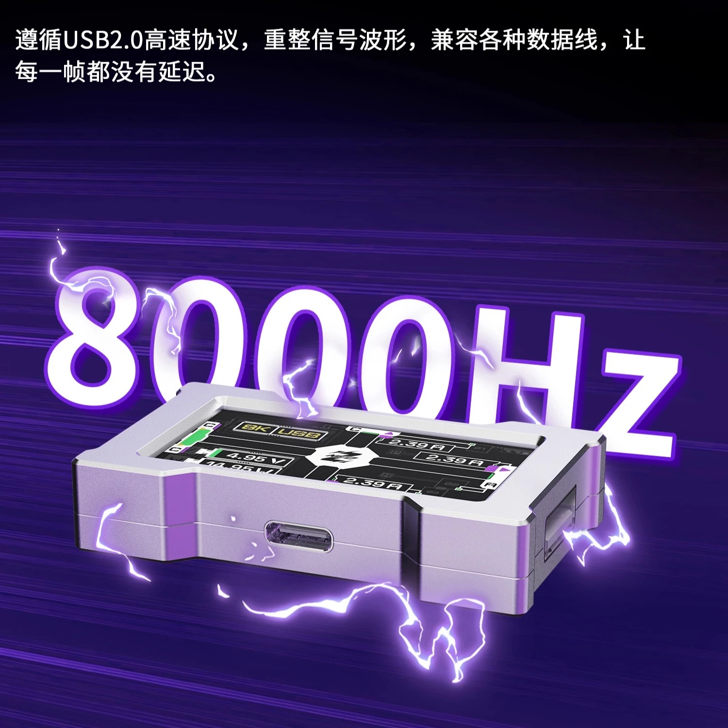 Фото Игровой USB-концентратор HMLAB ZNEO, 2–3 порта с экраном, частота заката 8 кГц, независимая мощность, модная для игровой атмосферы, интеграция стола №4