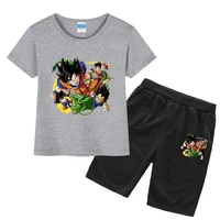 summer casual dragon ball goku sport suit set pokemon printed clothing for baby girls boys slevessless shorts 2pcs set