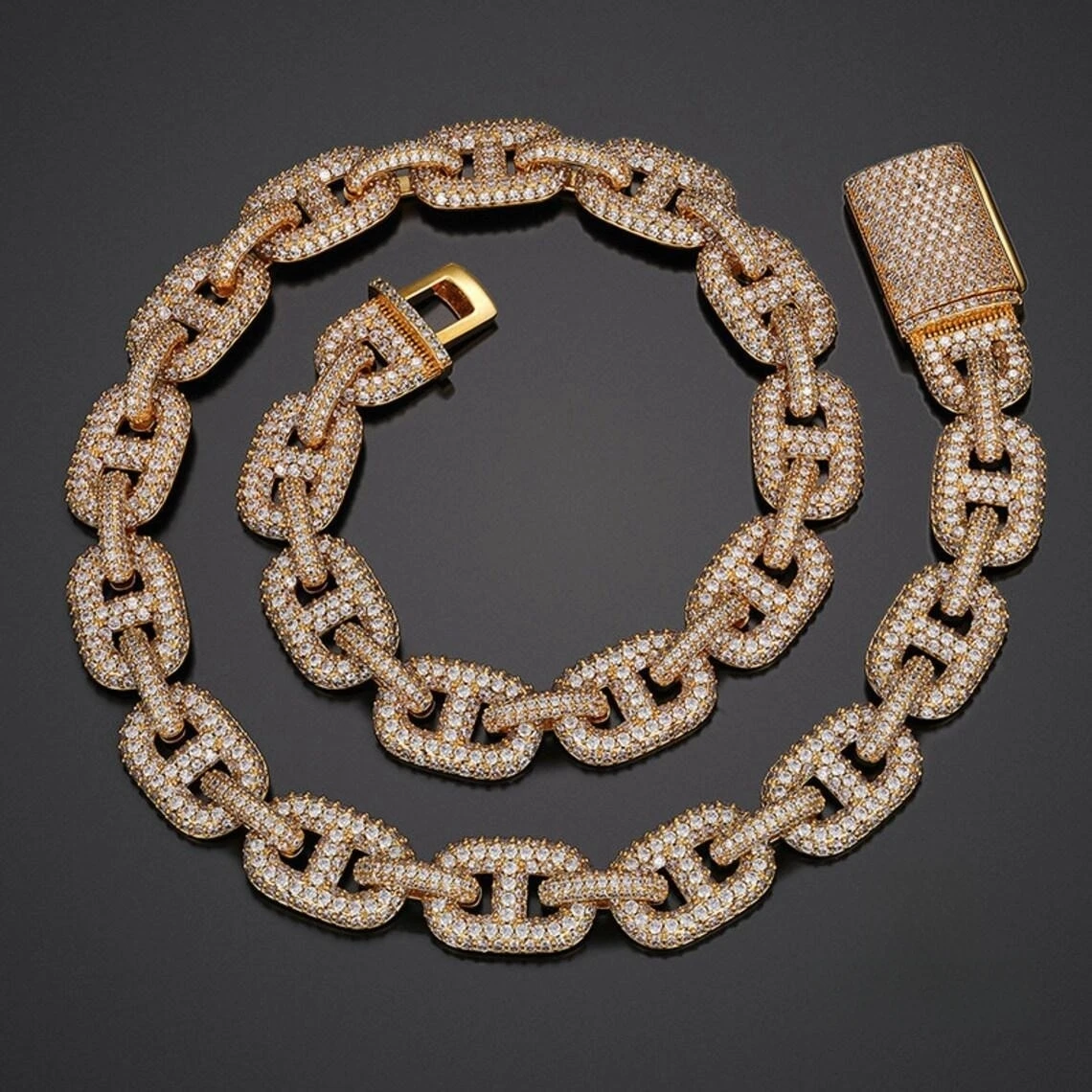 Большая круглая кубинская цепочка Майами Vvs Муассанит стерлинговое серебро 925