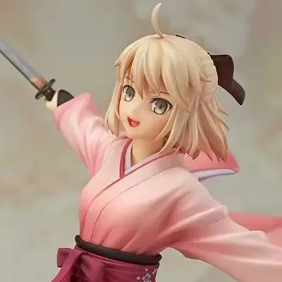Фото Новая коллекционная фигурка GSC Fate Okita Souji 24 см в кимоно с декоративным клинком, подарок для фанатов аниме, украшение для рабочего стола №2
