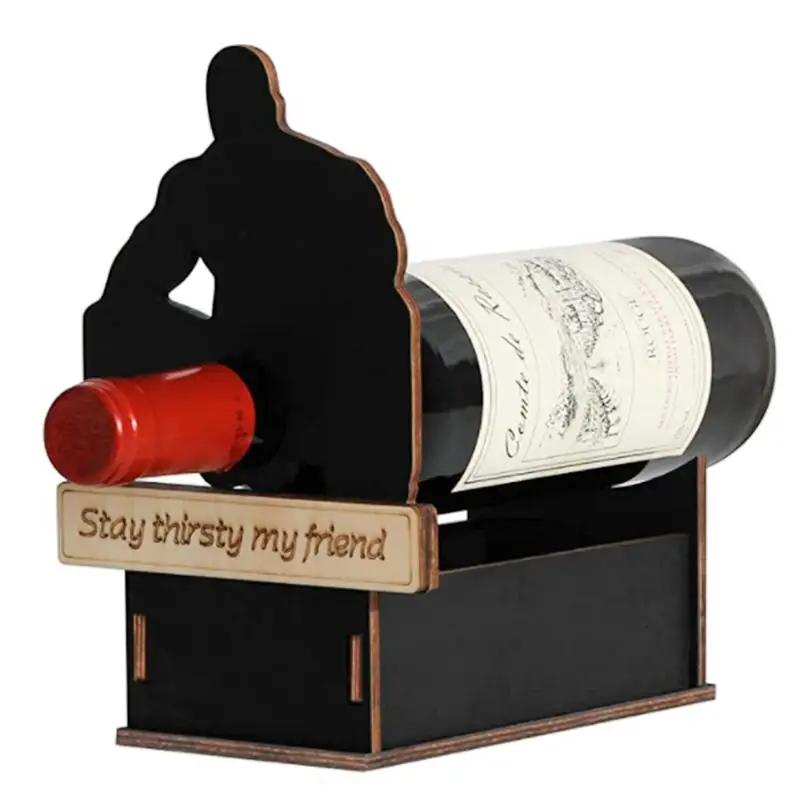 

Wooden Wine Bottle Holder Home Bar Table Single Balancing Holder Barry Silhouette Novelty Wine Rack Wine Shelf For Home Bar