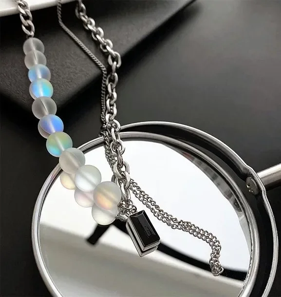 Уникальное простое винтажное нишевое женское ожерелье из титановой стали