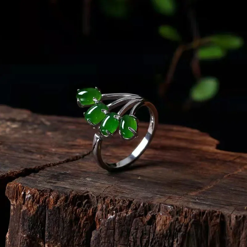 Inlaid Phoenix Tail Female Ring, Open Adjustable Jade Copper Ring, Send Mother To Attend The Banquet Explosion Accessories