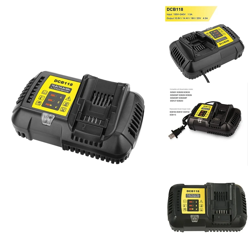 

DCB118 Lithium Battery Charger For Dewalt Battery 10.8V 14.4V 18V 20V DCB200 DCB101 DCB115 DCB107 DCB105 DCB140 &DCB112 US Plug
