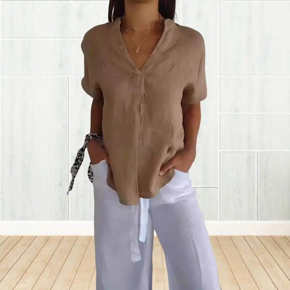 Женская Однотонная футболка универсальная элегантная однотонная женская с