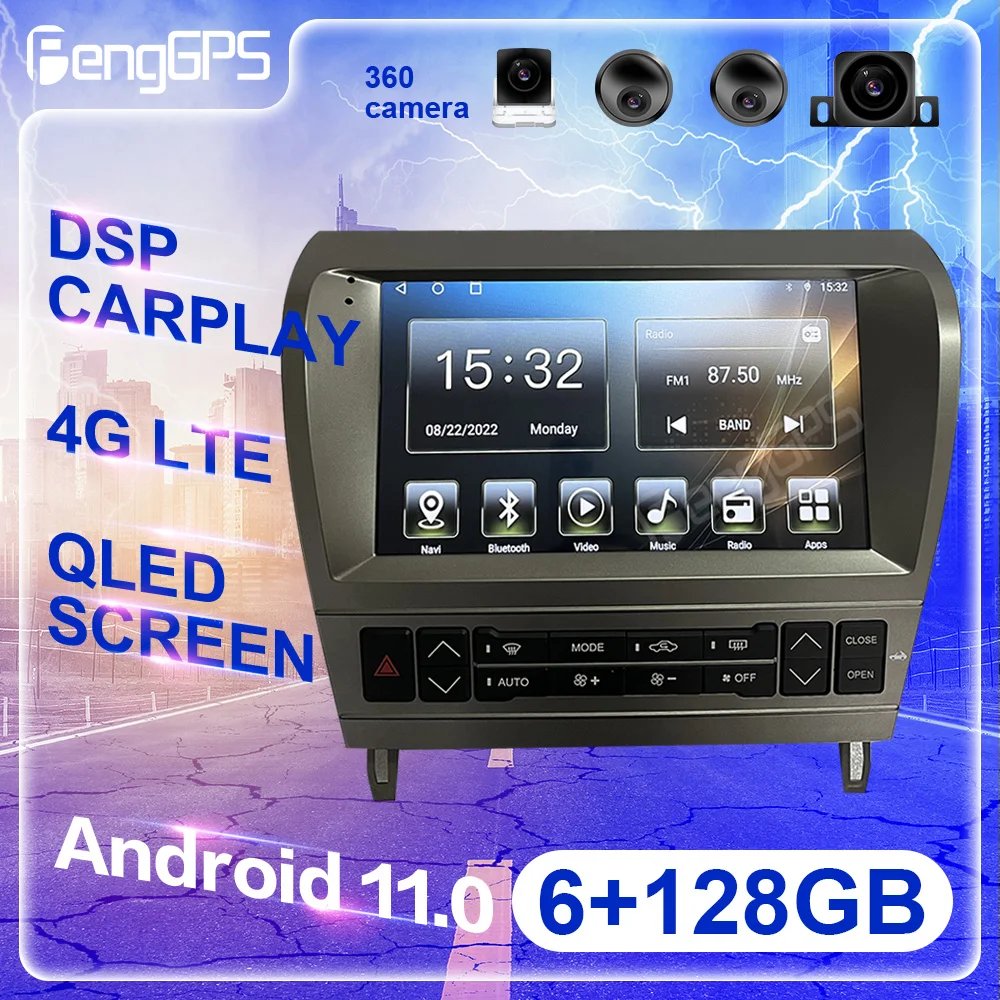 

Автомобильный мультимедийный плеер, 6 + 128G Android 11,0 для Lexus SC430 2001-2010, GPS-навигация, сенсорный экран, головное устройство DSP
