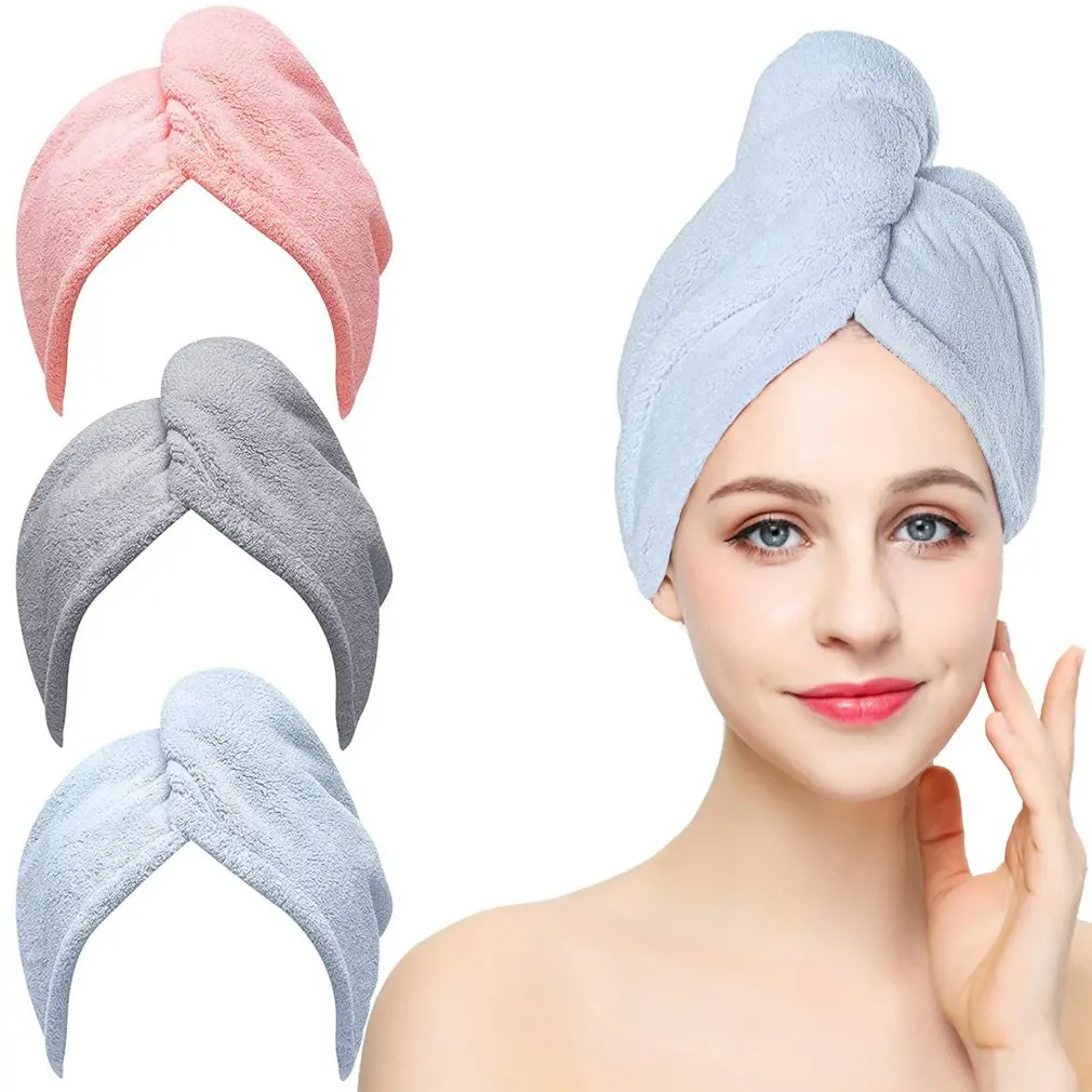 

Dry Hair Cap Long Hair Microfiber Towel Coral Fleece Headband Thick High-density Coral Fleece Dry Hair Cap Turban Towel