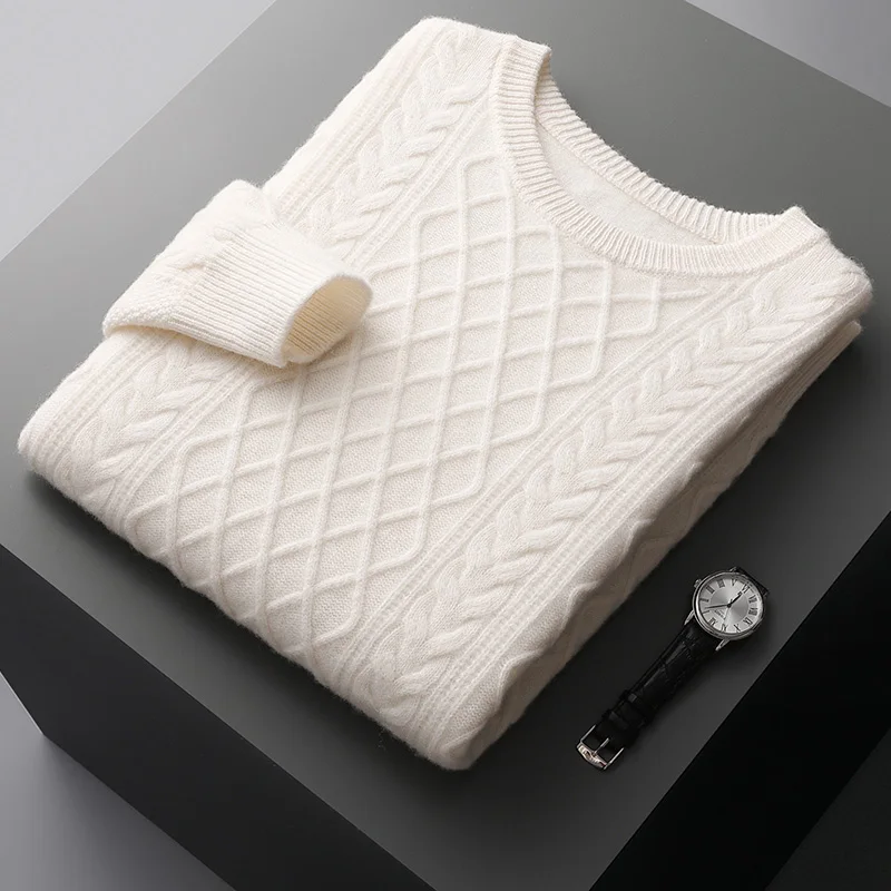 Осень-зима новый кашемировый свитер мужской пуловер с круглым вырезом